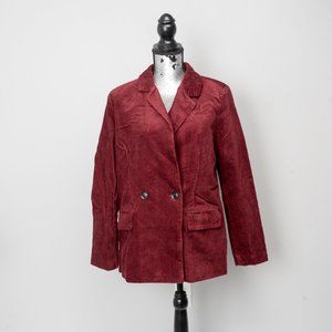 NWT Burgundy Corduroy Double-Breasted Blazer - L